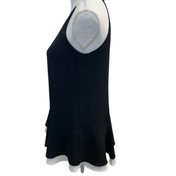 EUC VINCE CAMUTO Size Large Black Sleeveless Halter White Ruffle Trim Top - Picture 11 of 16